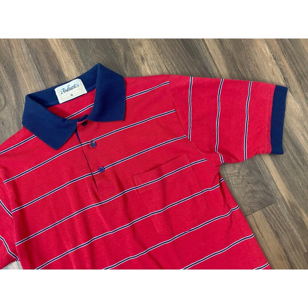 VTG 60s/70s Men Andhurst single stitched striped short sleeve polo shirt, S